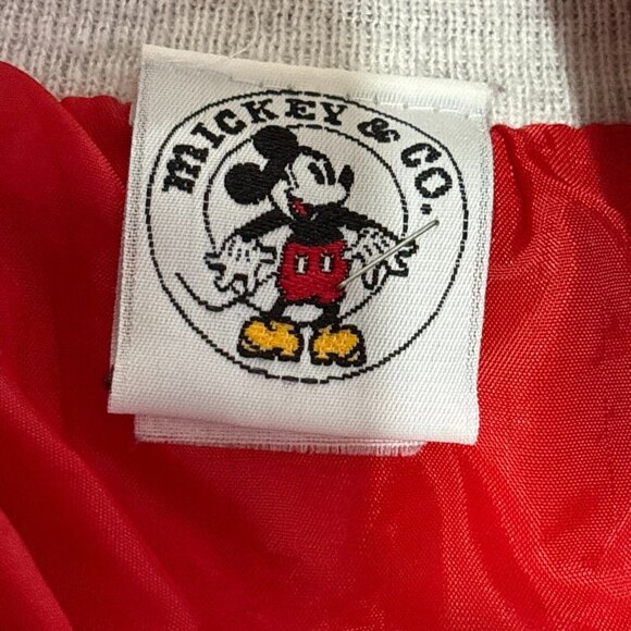 Vtg Disney Mickey & Co Varsity Jacket Lined Coat Snap Gray Red Sweatshirt Large - Picture 4 of 16